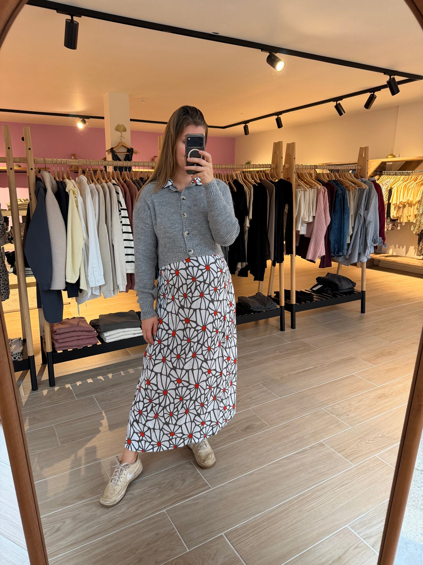 Dress nursing ss midi three color flower