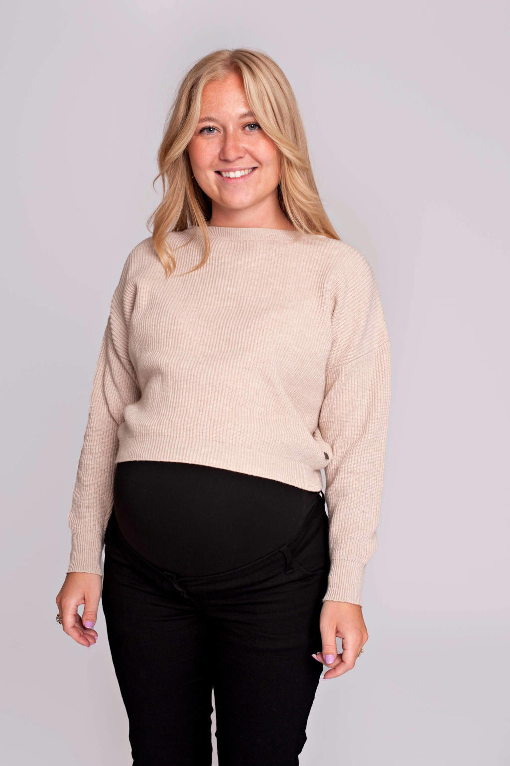 Knit cropped sand
