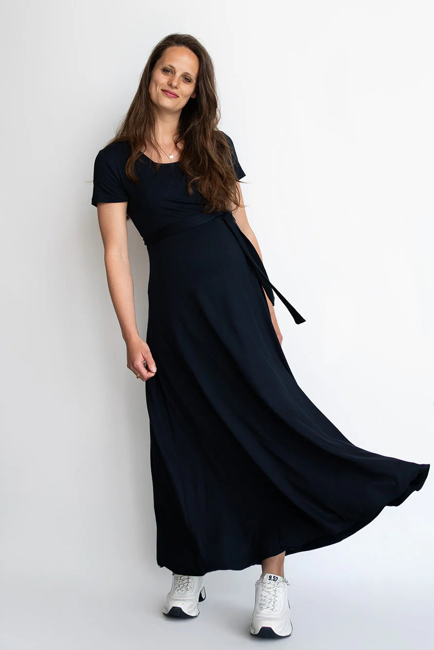 Long dress nursing ecovero navy