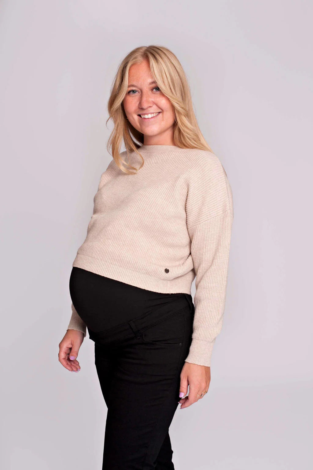 Knit cropped sand