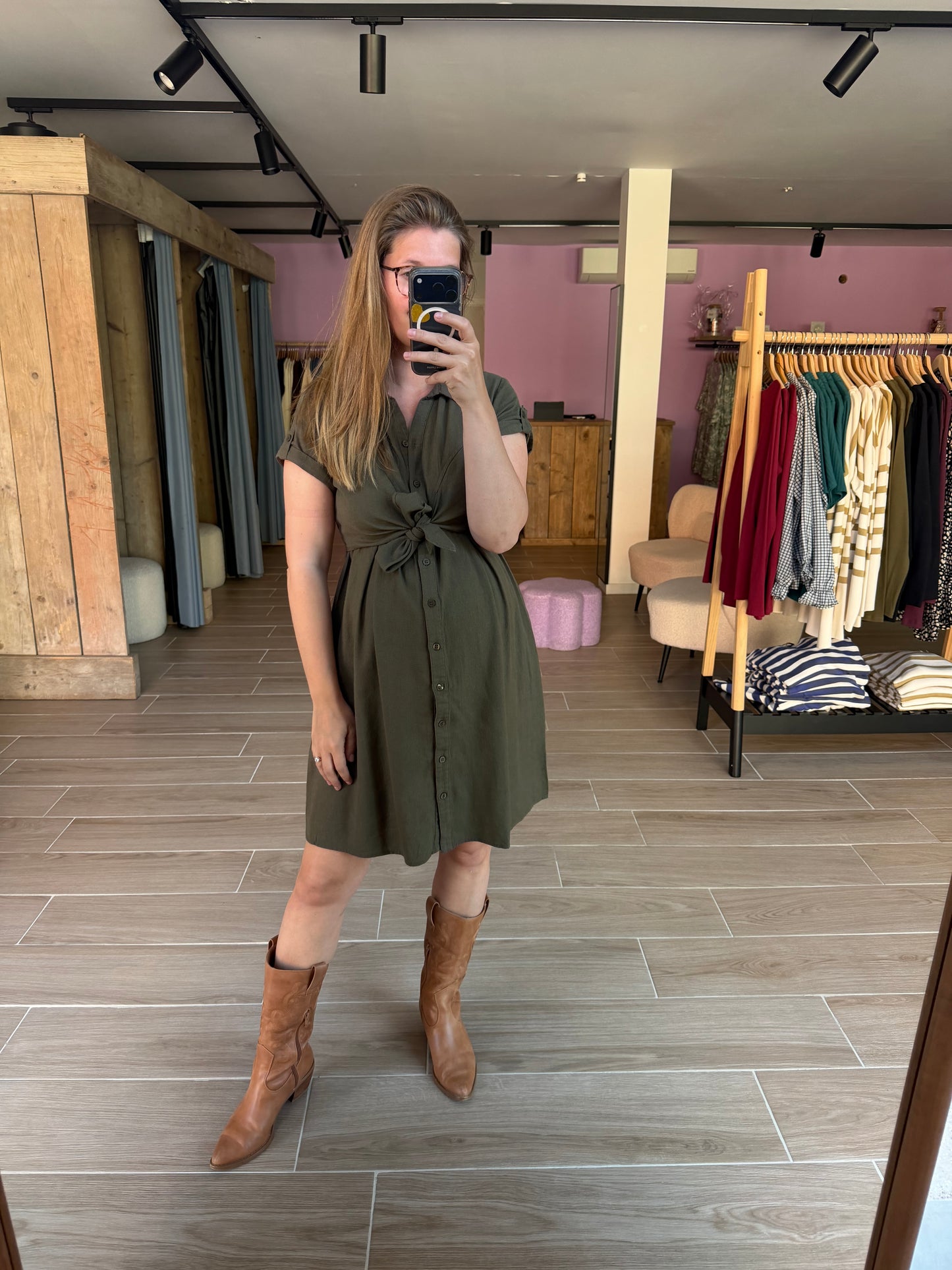 Colette linnen dress olive