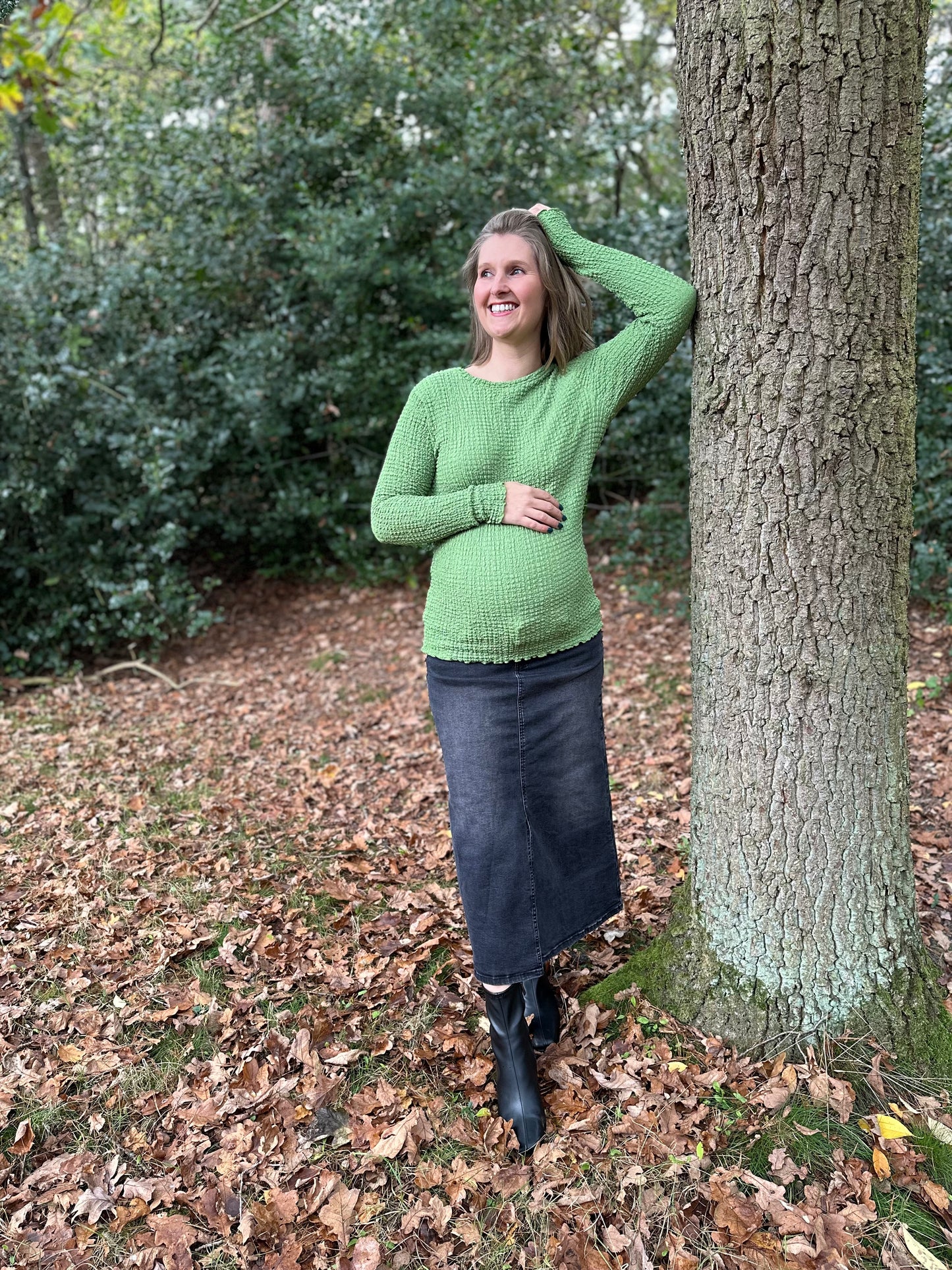 Long skirt denim charcoal
