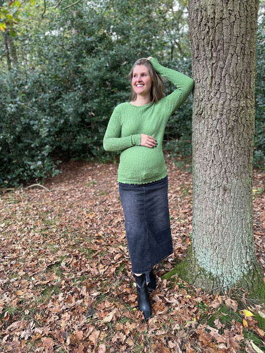 Long skirt denim charcoal