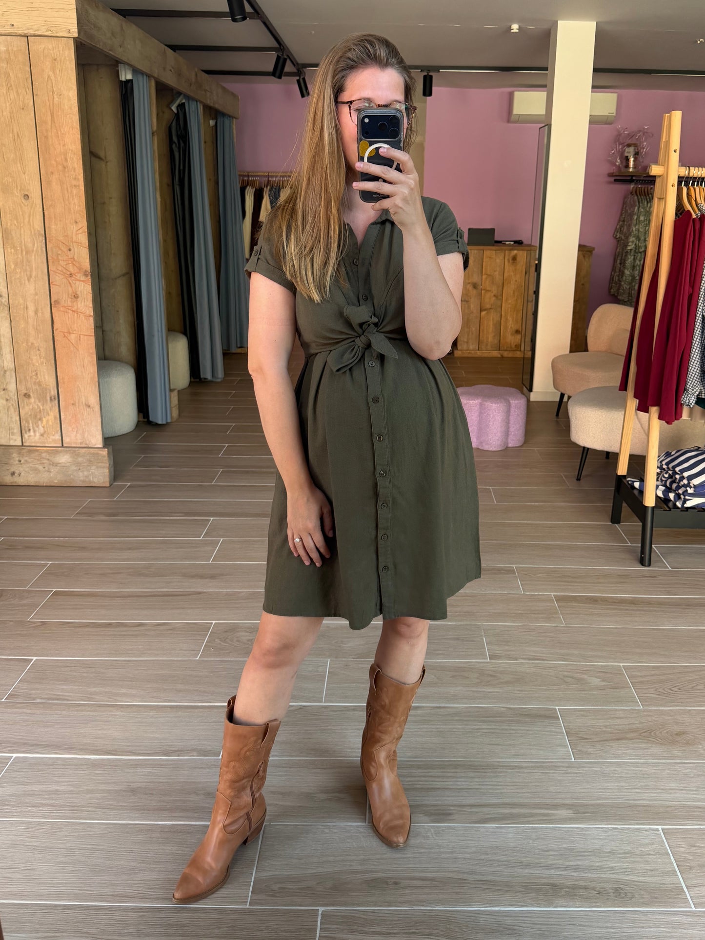 Colette linnen dress olive