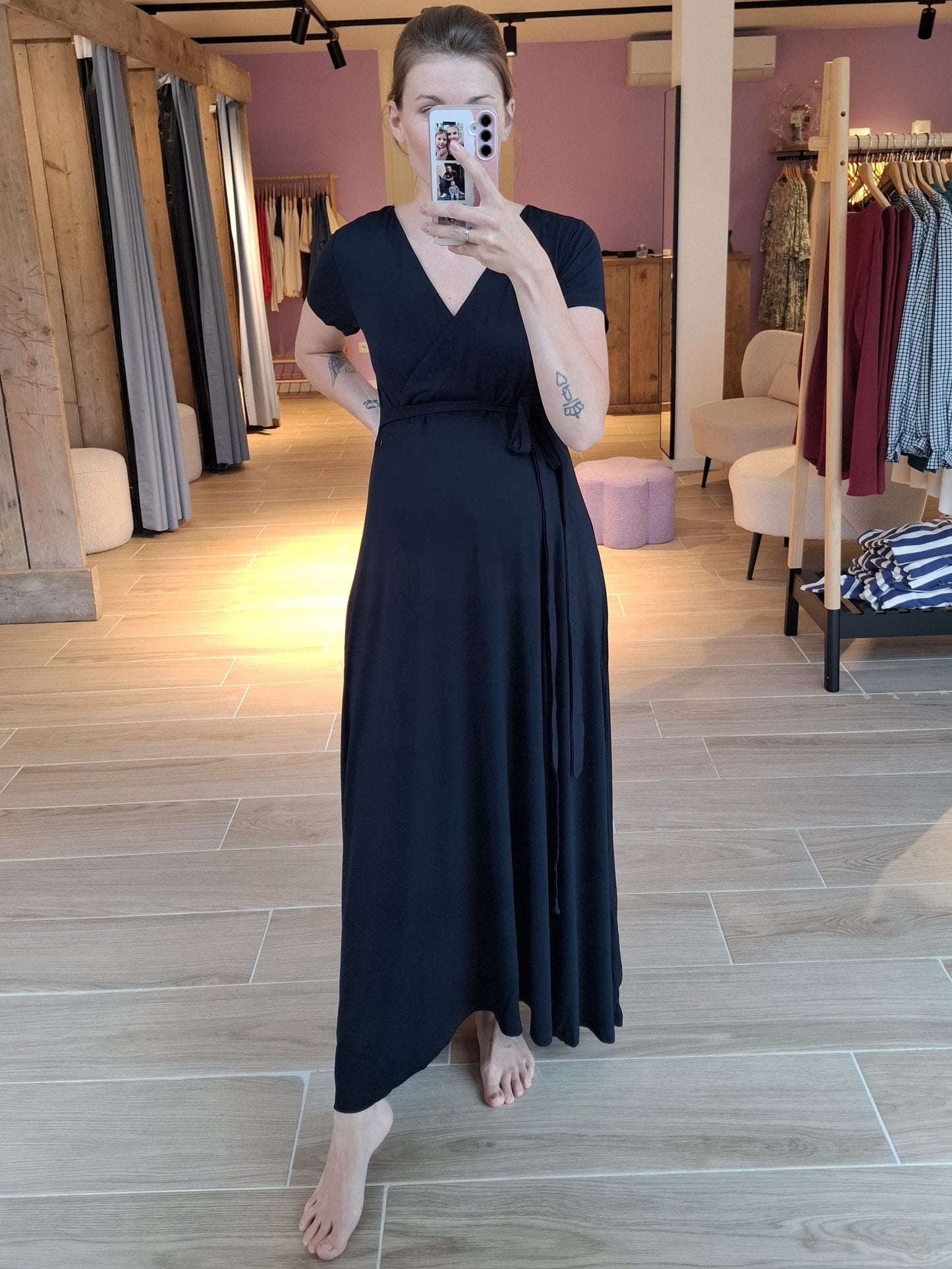 Long dress nursing ecovero navy