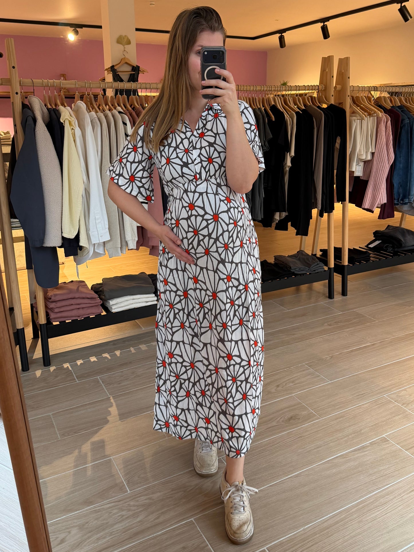 Dress nursing ss midi three color flower
