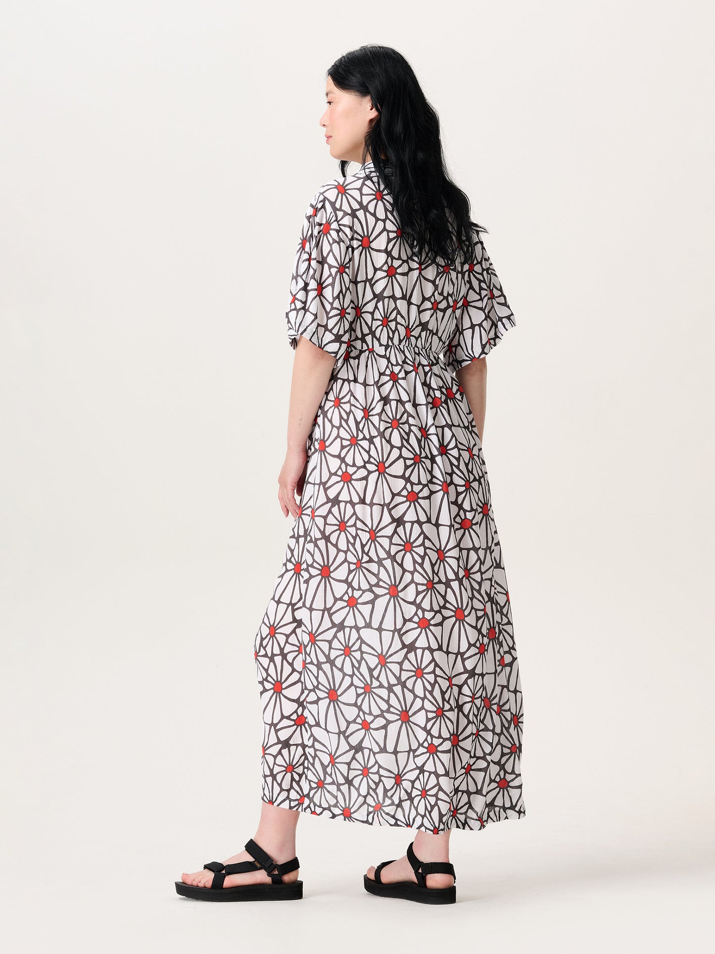 Dress nursing ss midi three color flower