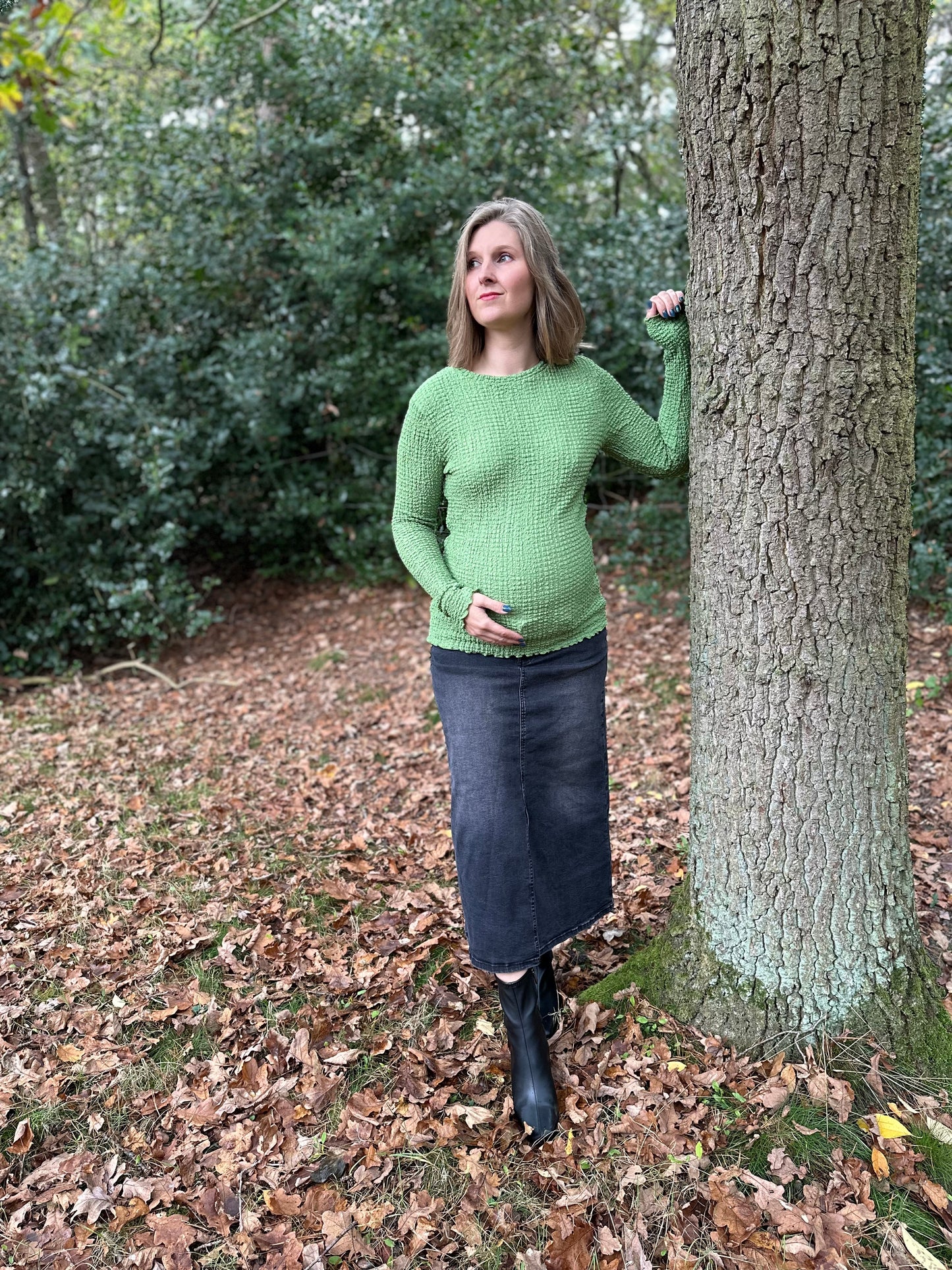 Long skirt denim charcoal