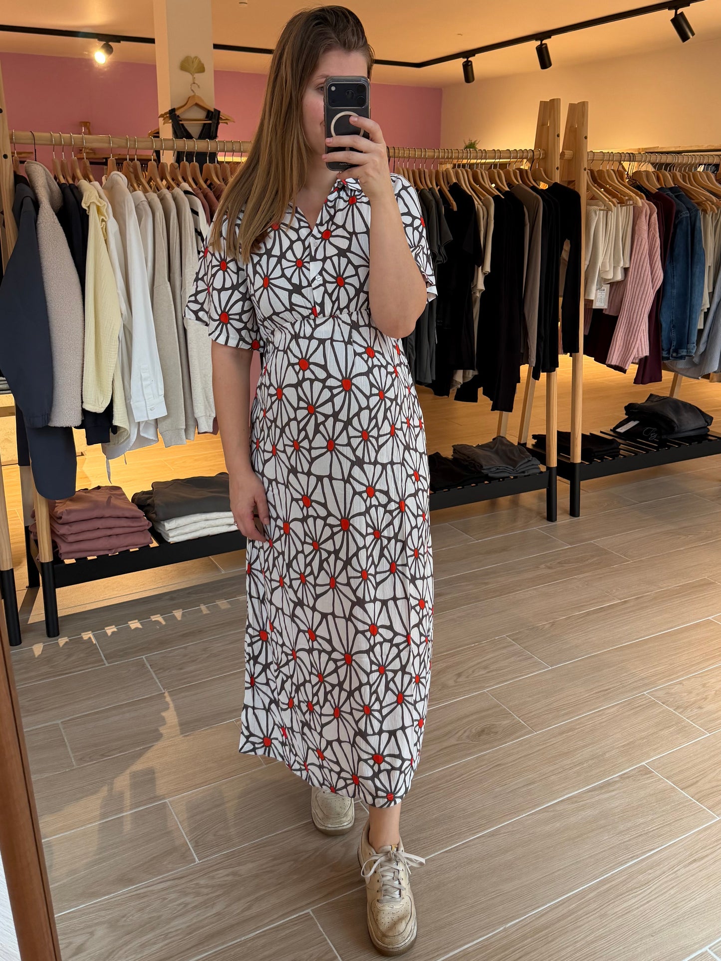 Dress nursing ss midi three color flower