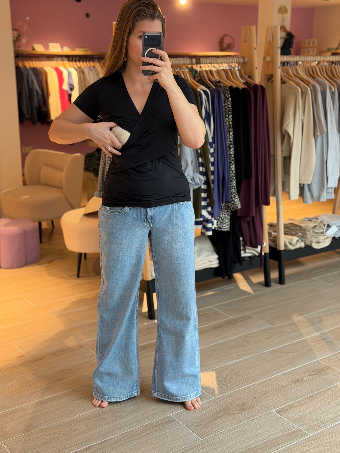 Luxe knit nursing black
