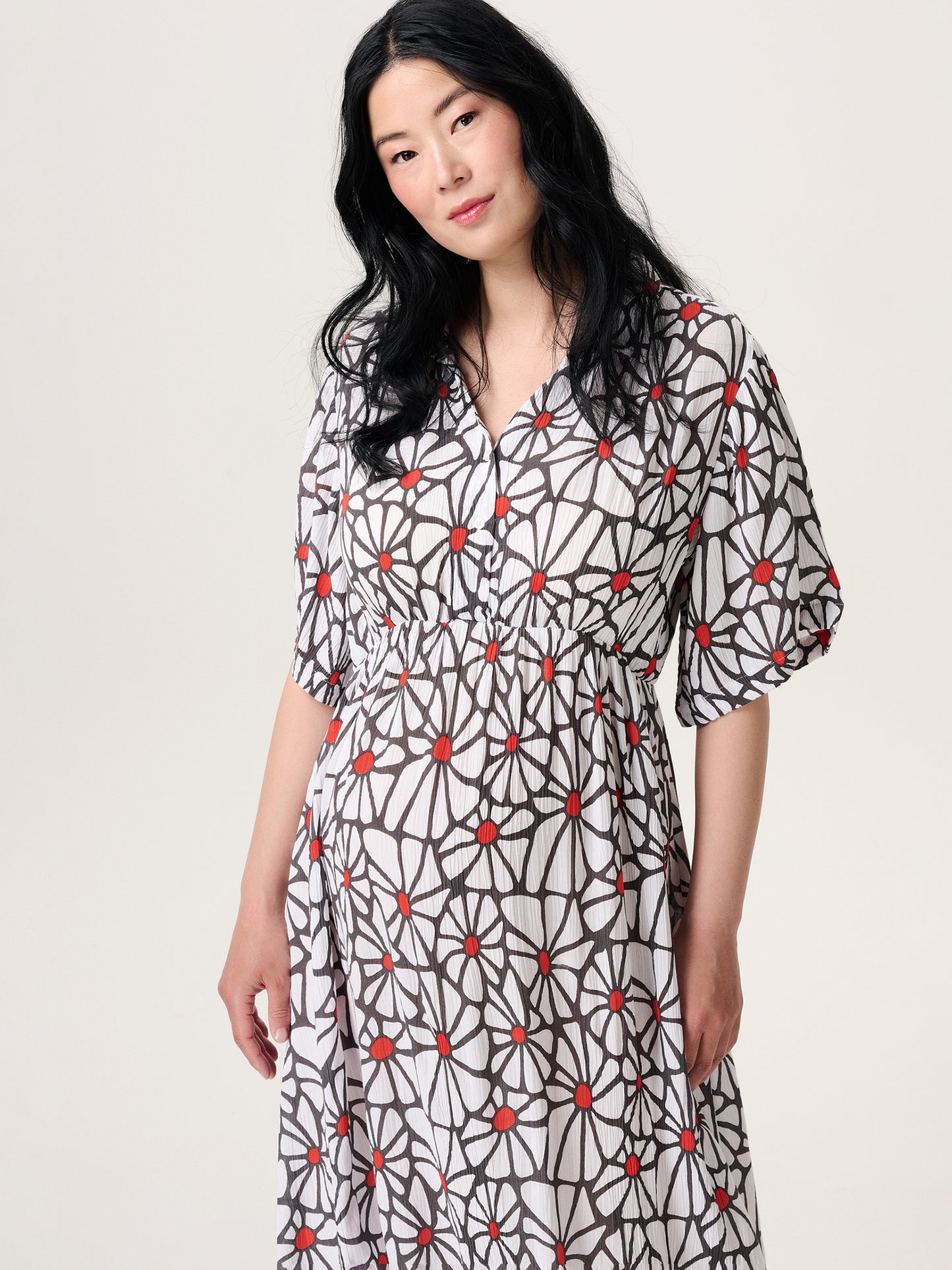 Dress nursing ss midi three color flower