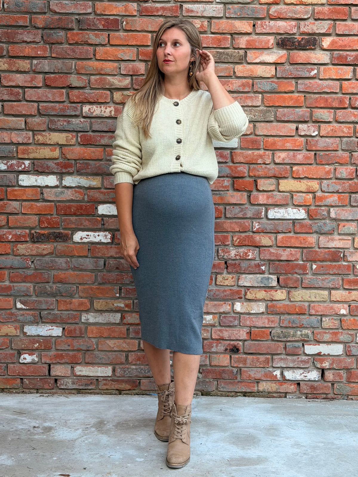 Skirt OTB midi grey melange