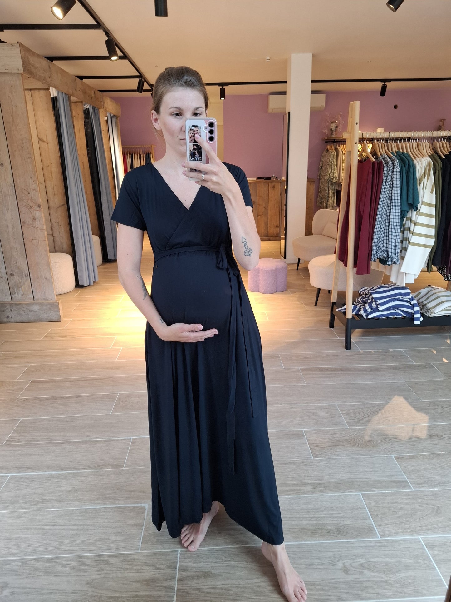 Long dress nursing ecovero navy