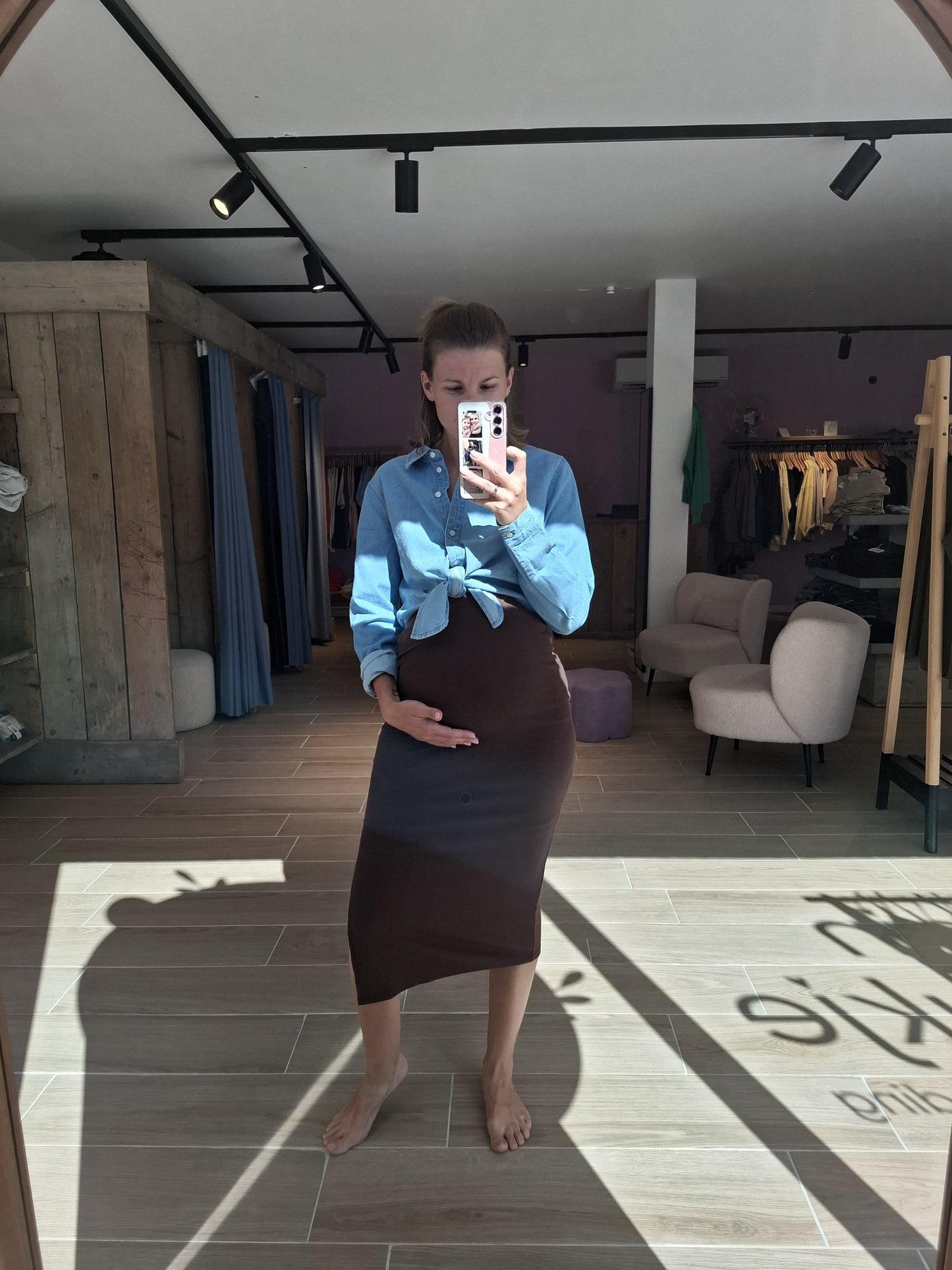 Lia ls so crop top 2f light blue denim