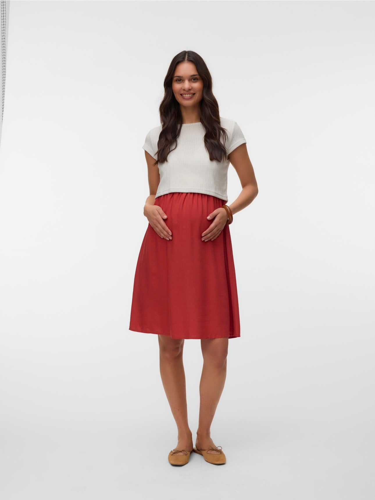 Zandra June dress white/mahogany
