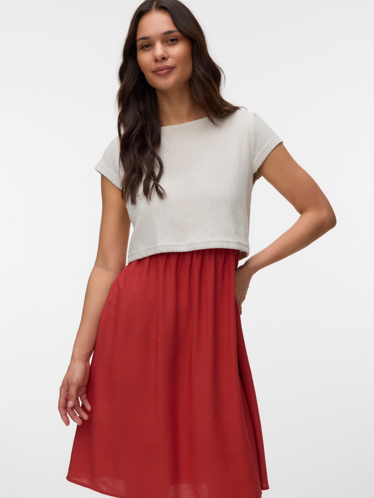 Zandra June dress white/mahogany