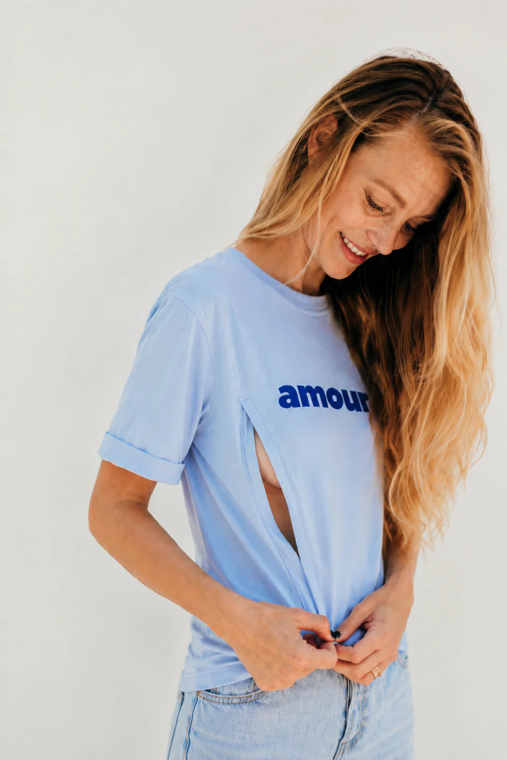 Borstvoedings shirt amour blue