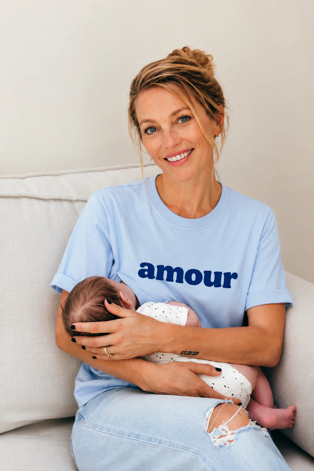 Borstvoedings shirt amour blue