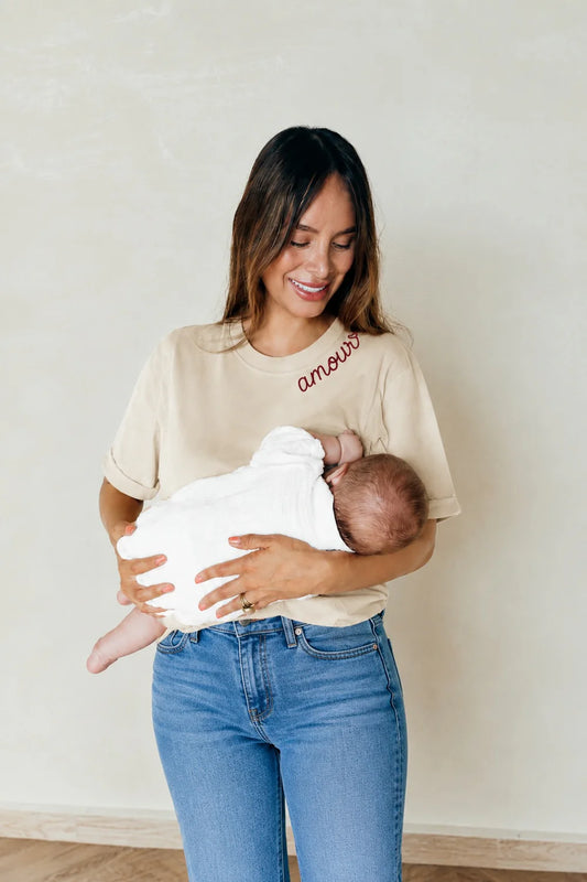 Borstvoedings shirt amour beige