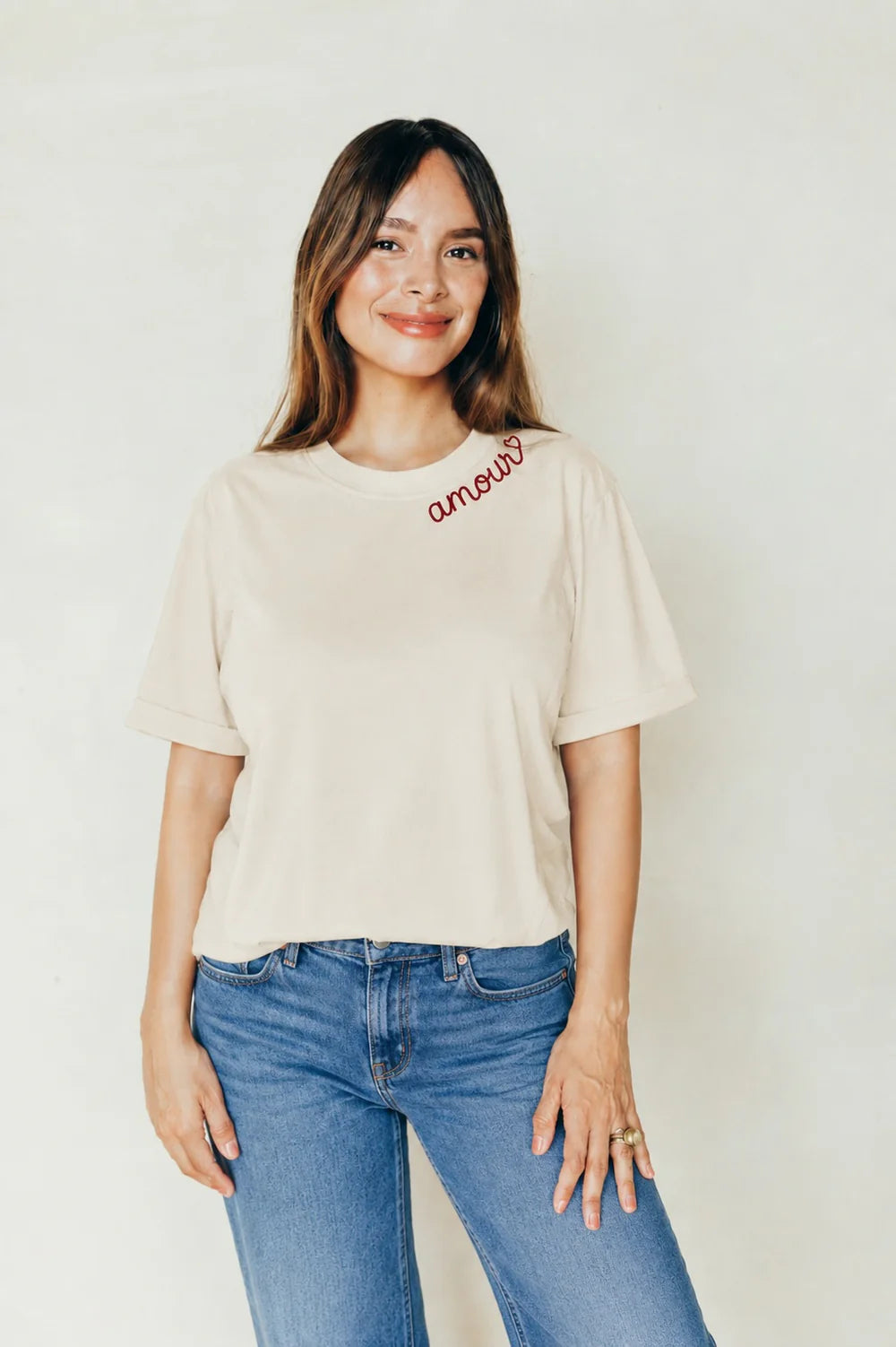 Borstvoedings shirt amour beige