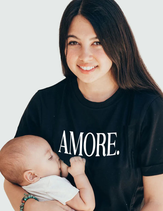 Borstvoedings t-shirt amore black