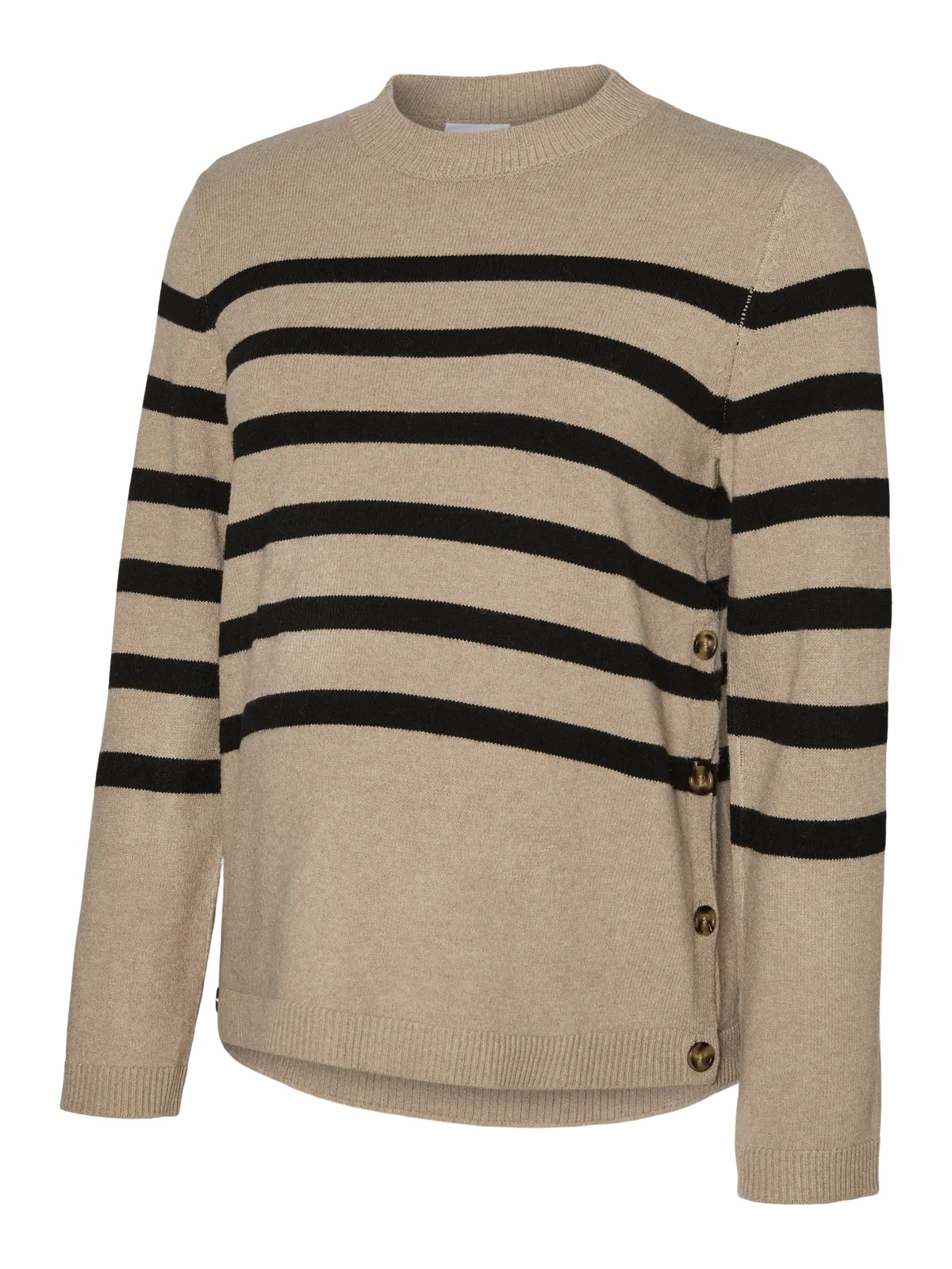 Maddie vita L/S knit top natural melange/black