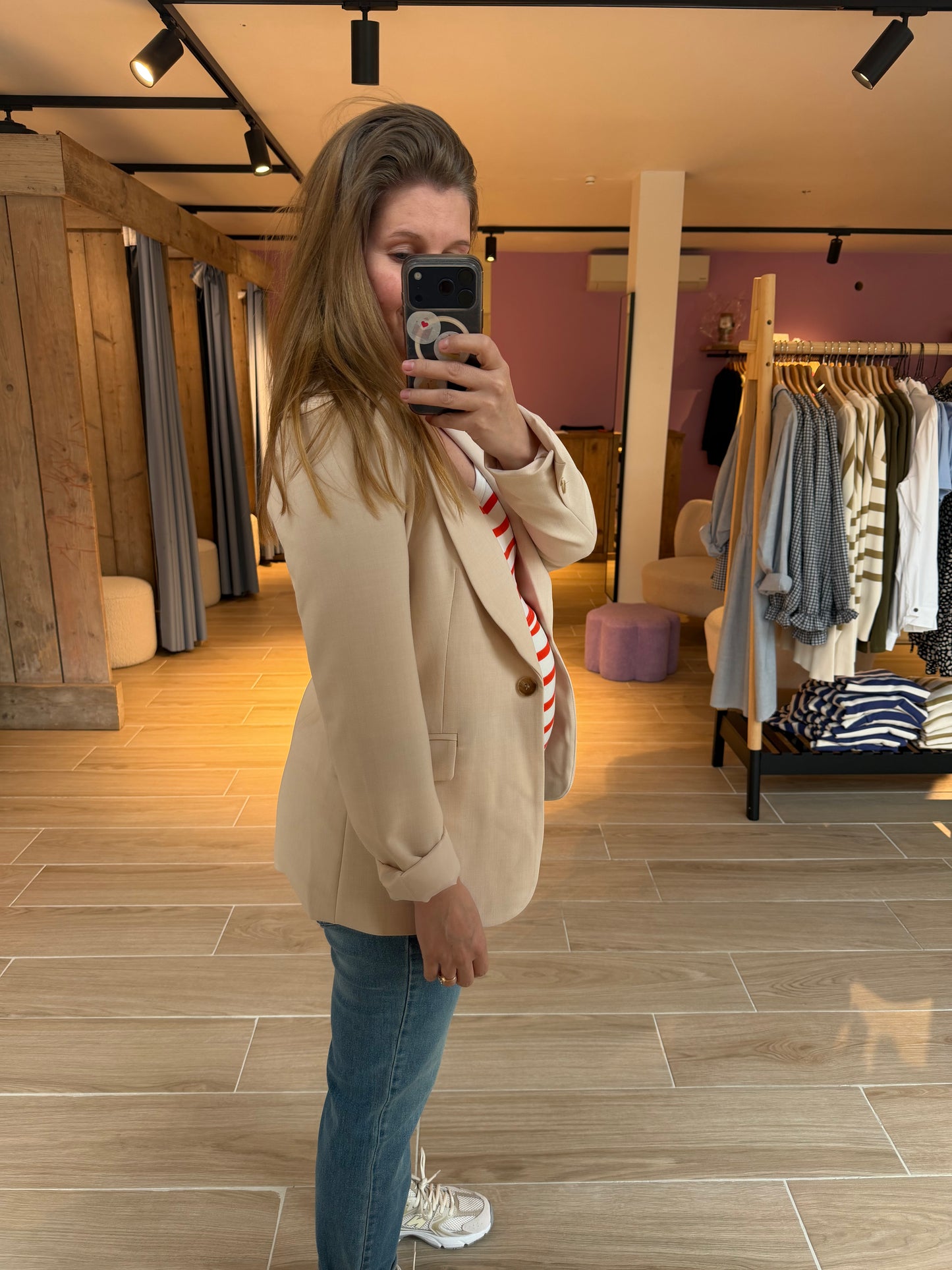 Blazer ajustee beige v-2506-1