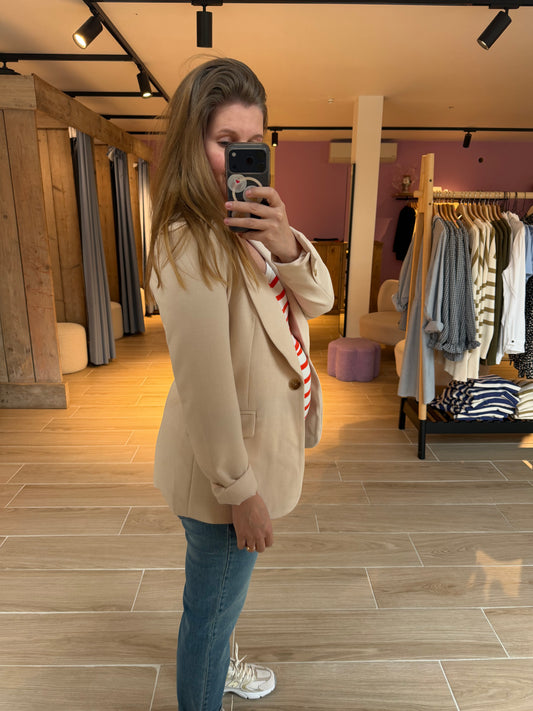 Blazer ajustee beige v-2506-1