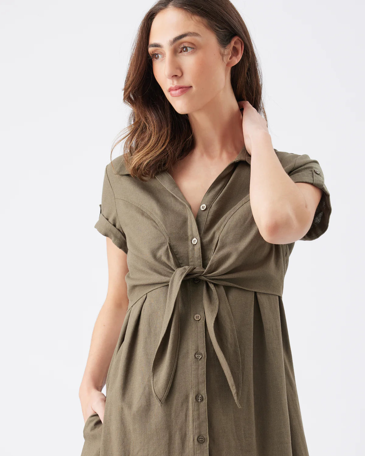 Colette linnen dress olive