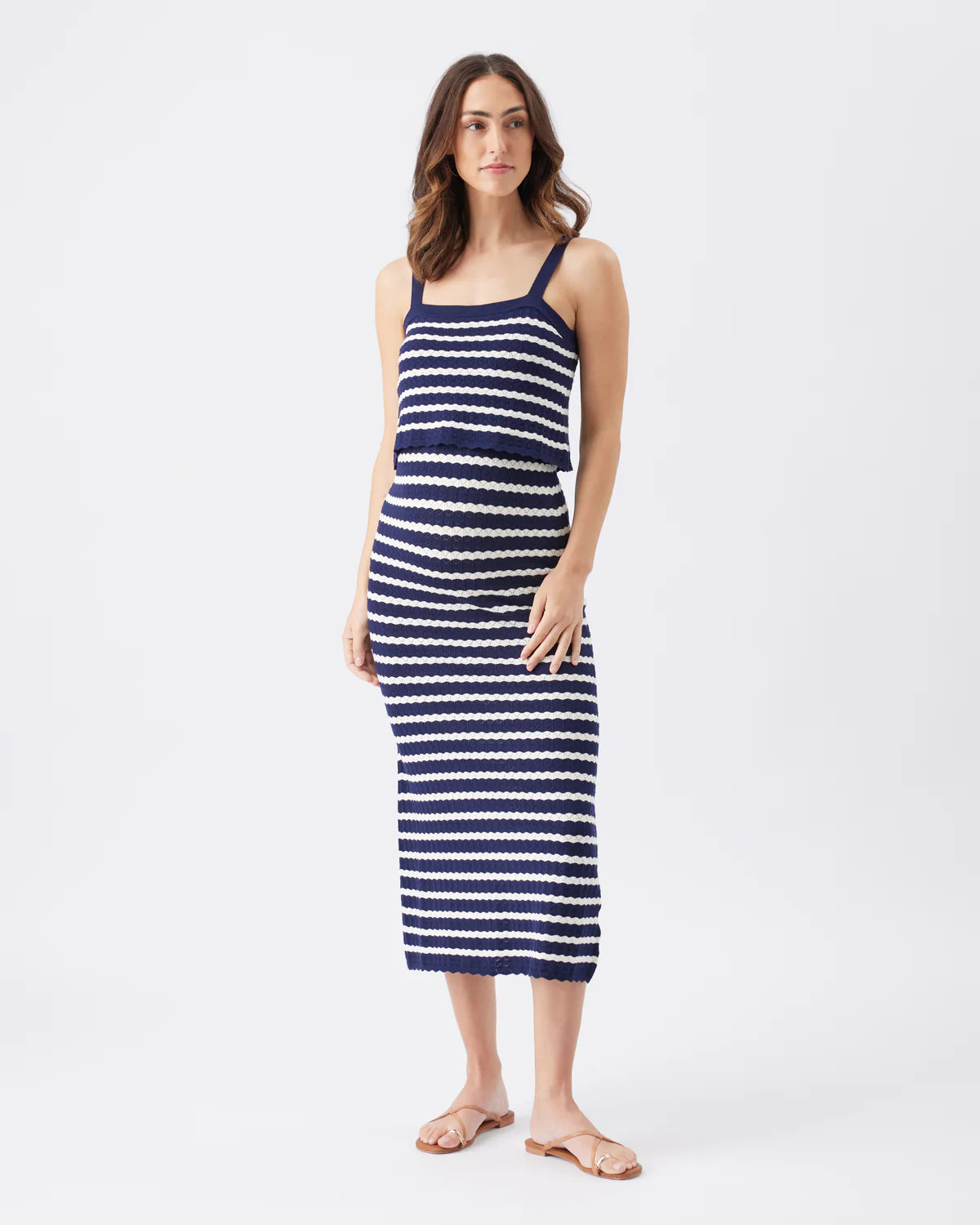 Pointelle blue/white nursing