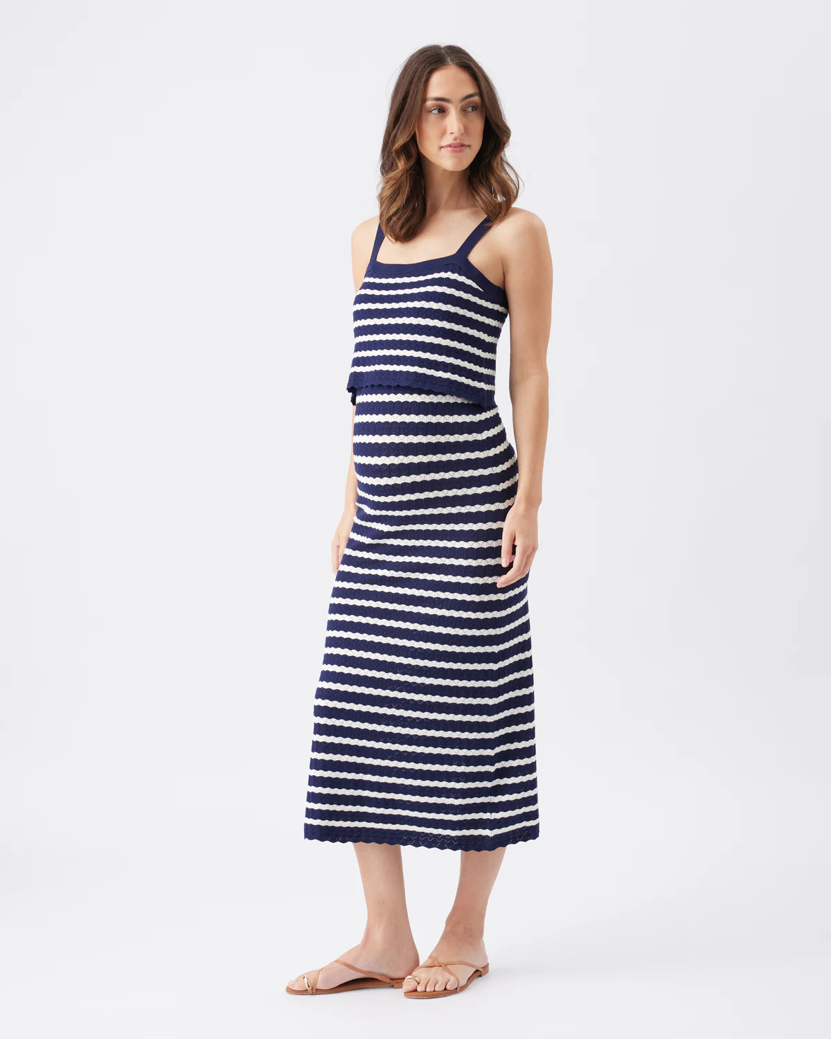 Pointelle blue/white nursing