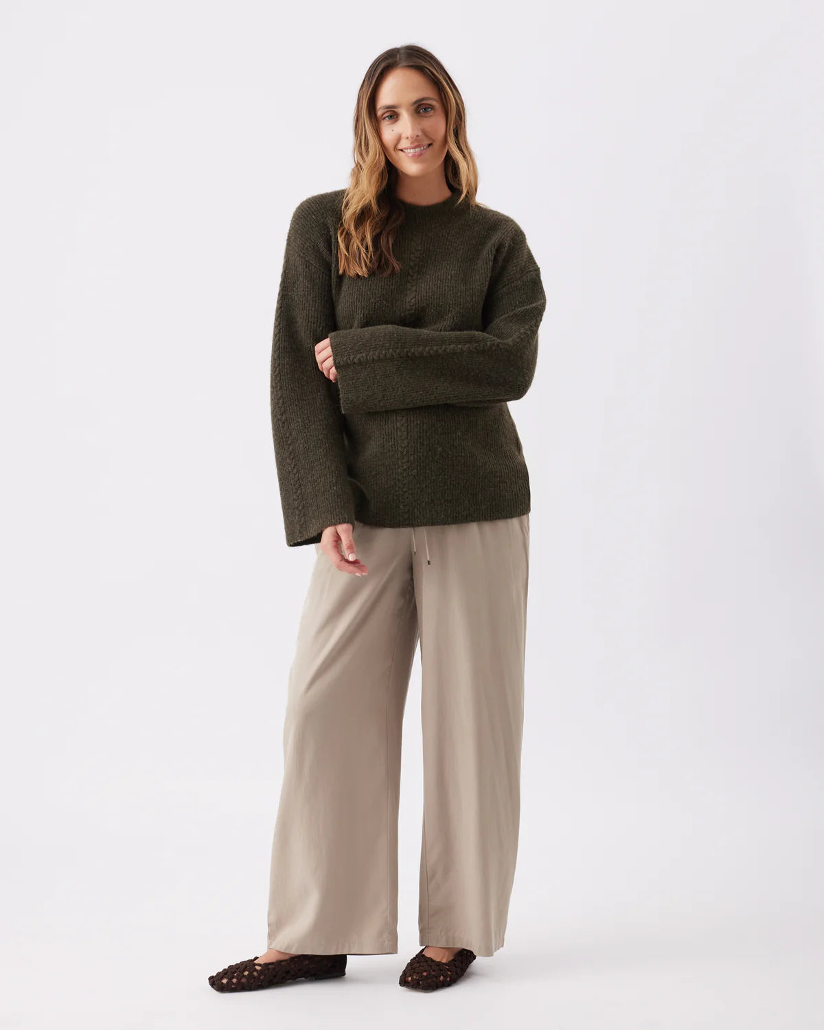 Wide leg tencell pants