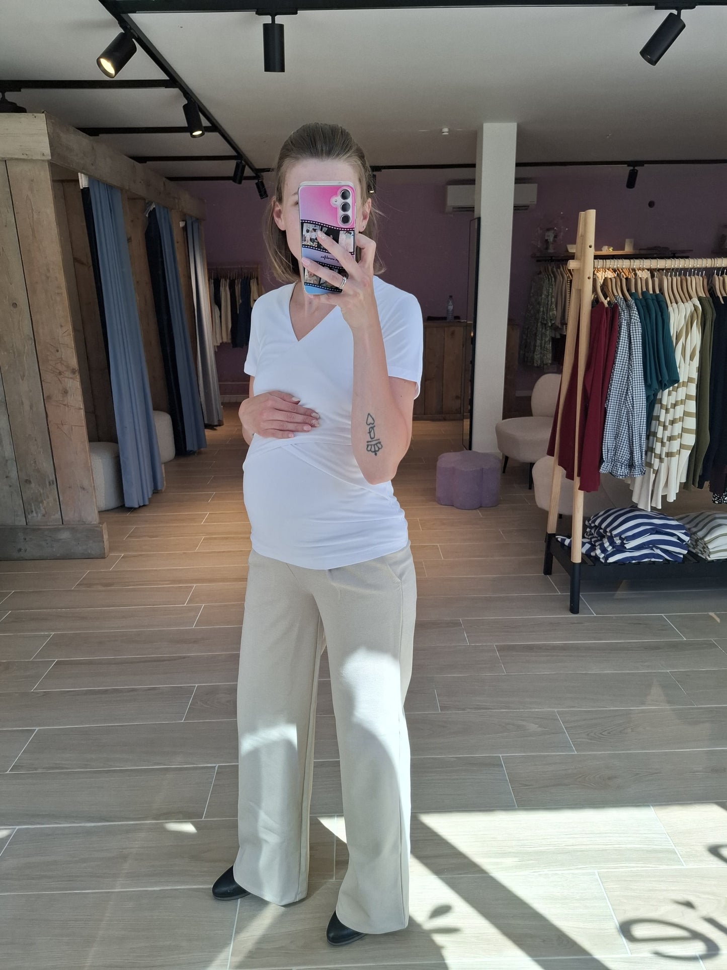 Pants wide leg clay