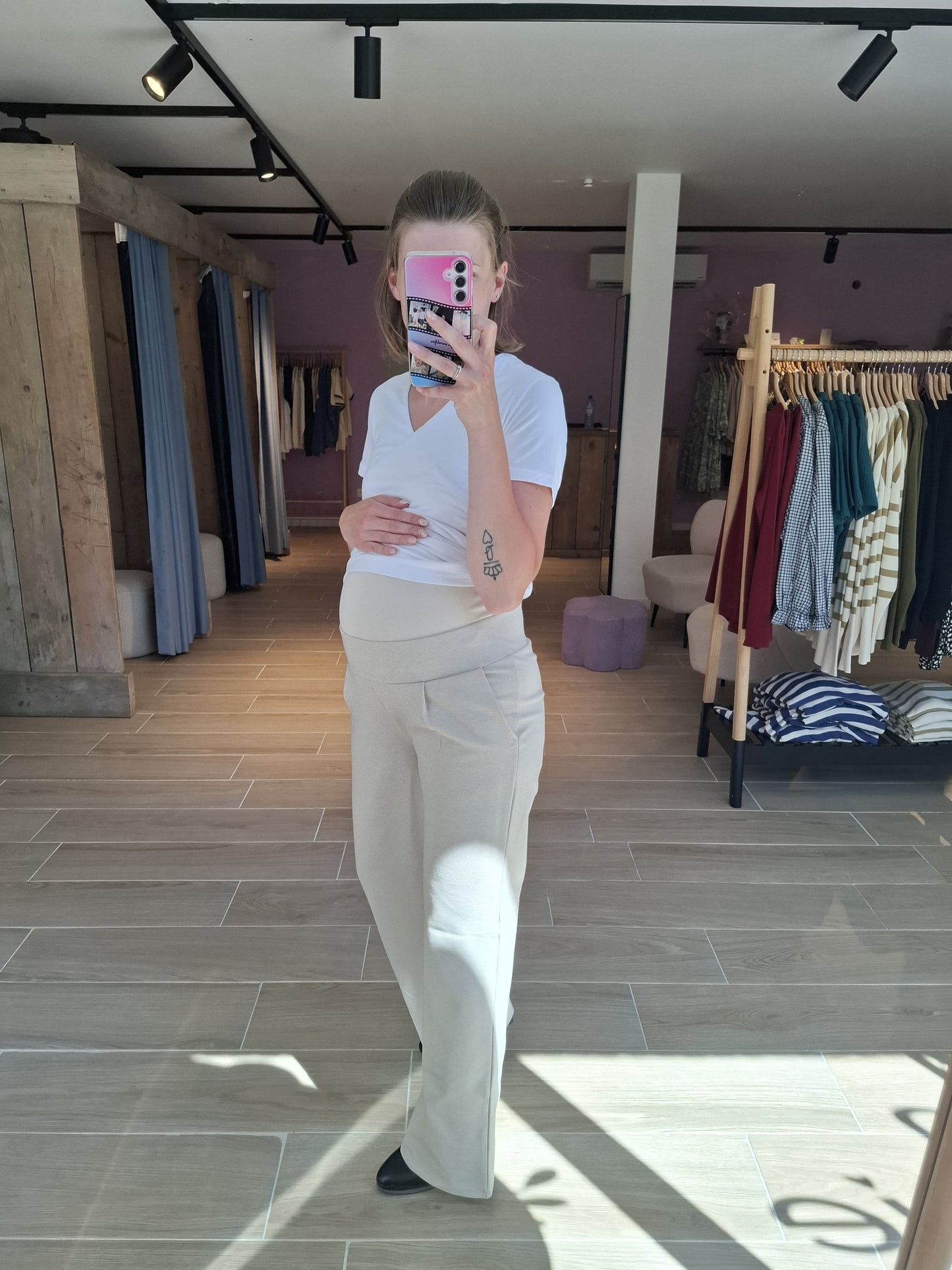 Pants wide leg clay