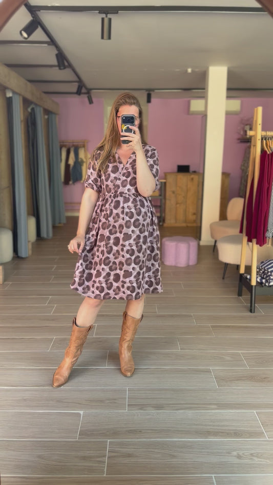Zodra dress pink leopard
